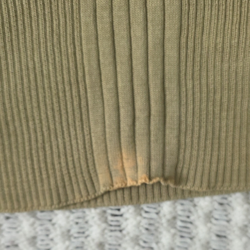 DKNY Women's V-Neck Ribbed Sweater in Light Khaki - Picture 3 of 4